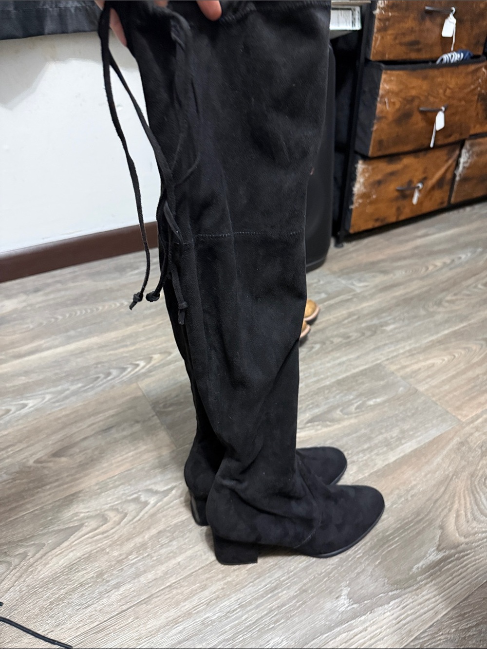 Unisa Black Over-the-Knee Suede Block Heel Boots